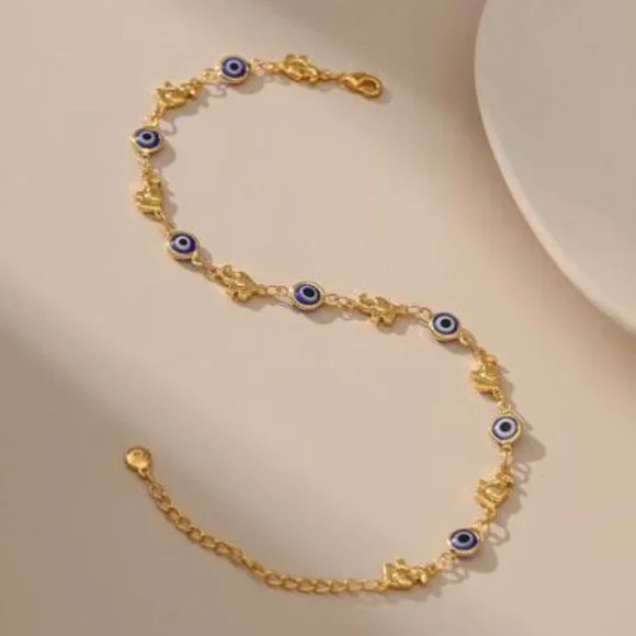 Evil Eye Anklet Gold For Women, Evil Eye Anklet Bracelets Minimalist Foot Jewel - Picture 3 of 5